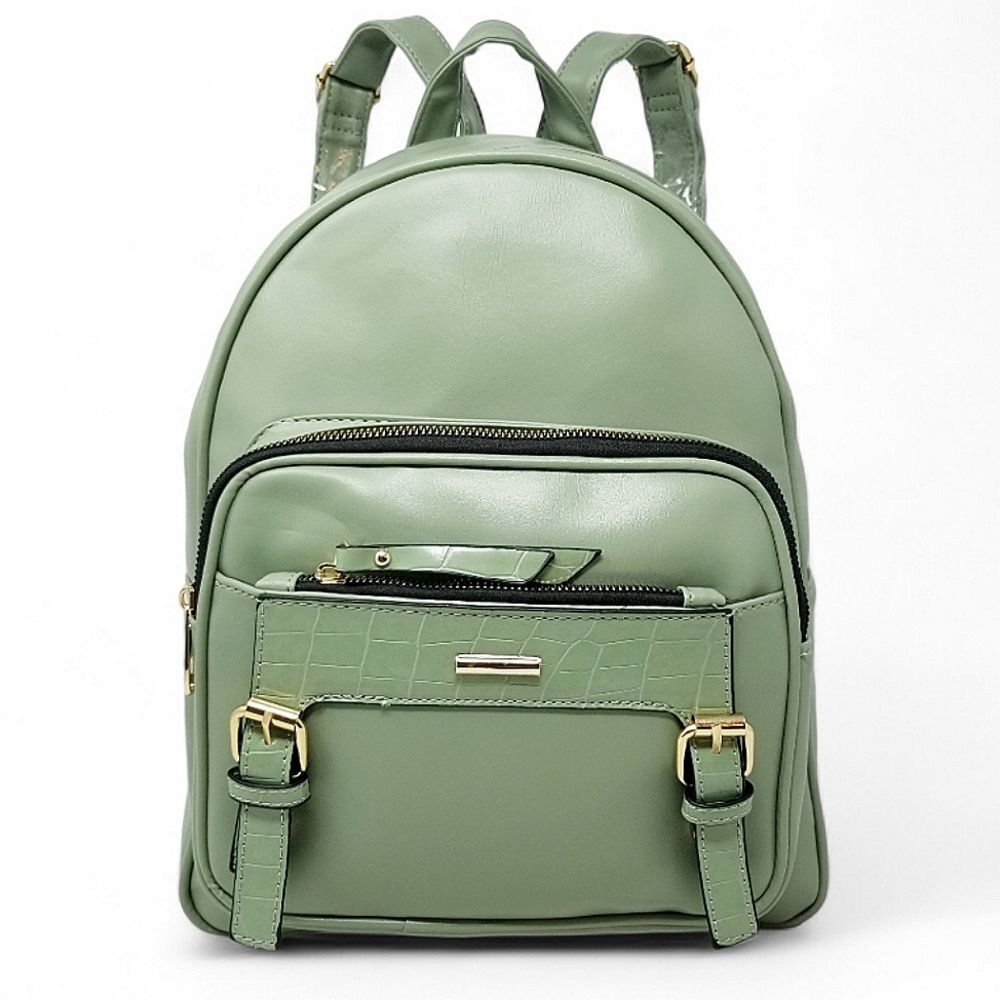 Sage Green Large Front Pocket Backpack Purse